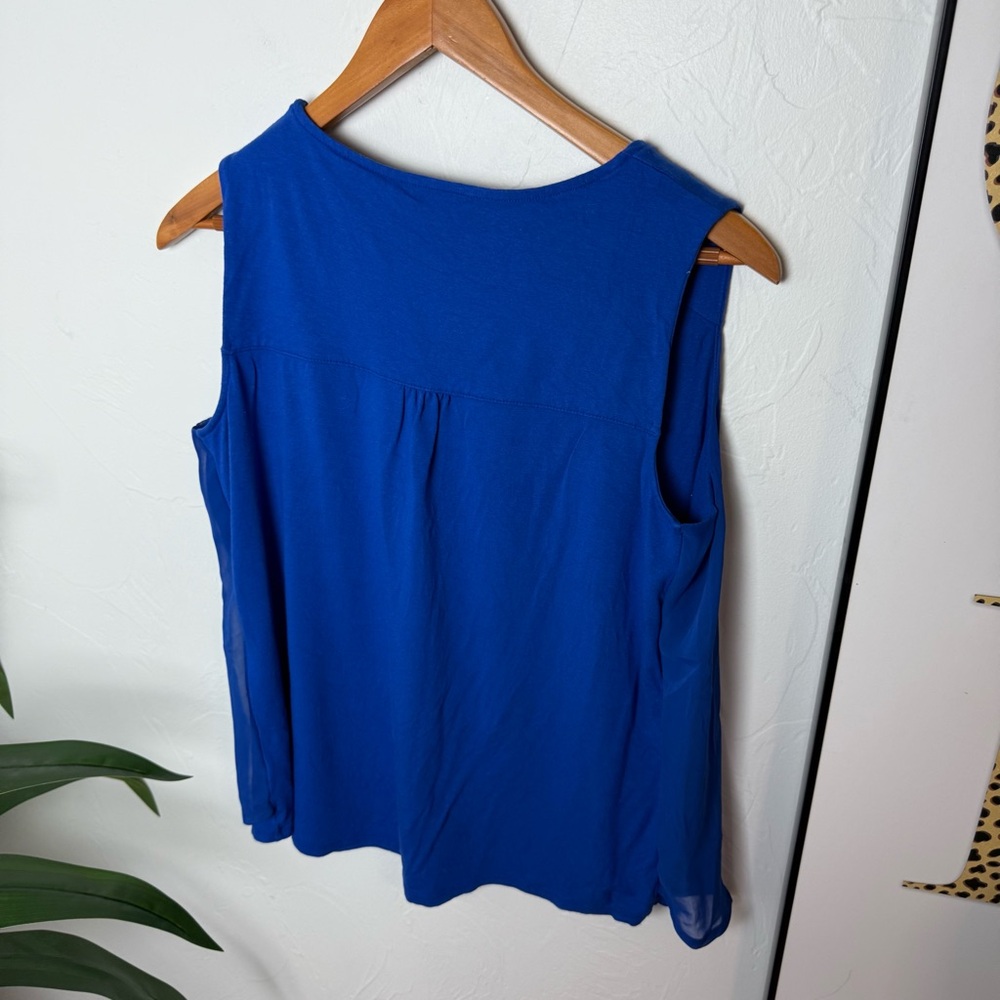 By Chico’s Royal Blue Sleeveless V-Neck Blouse – Size 1 (8/10) - Picture 4 of 4